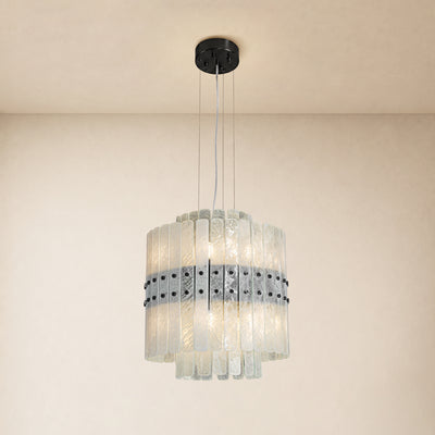 Pietra Arctic White Marble Tiered Chandelier 15.7"D