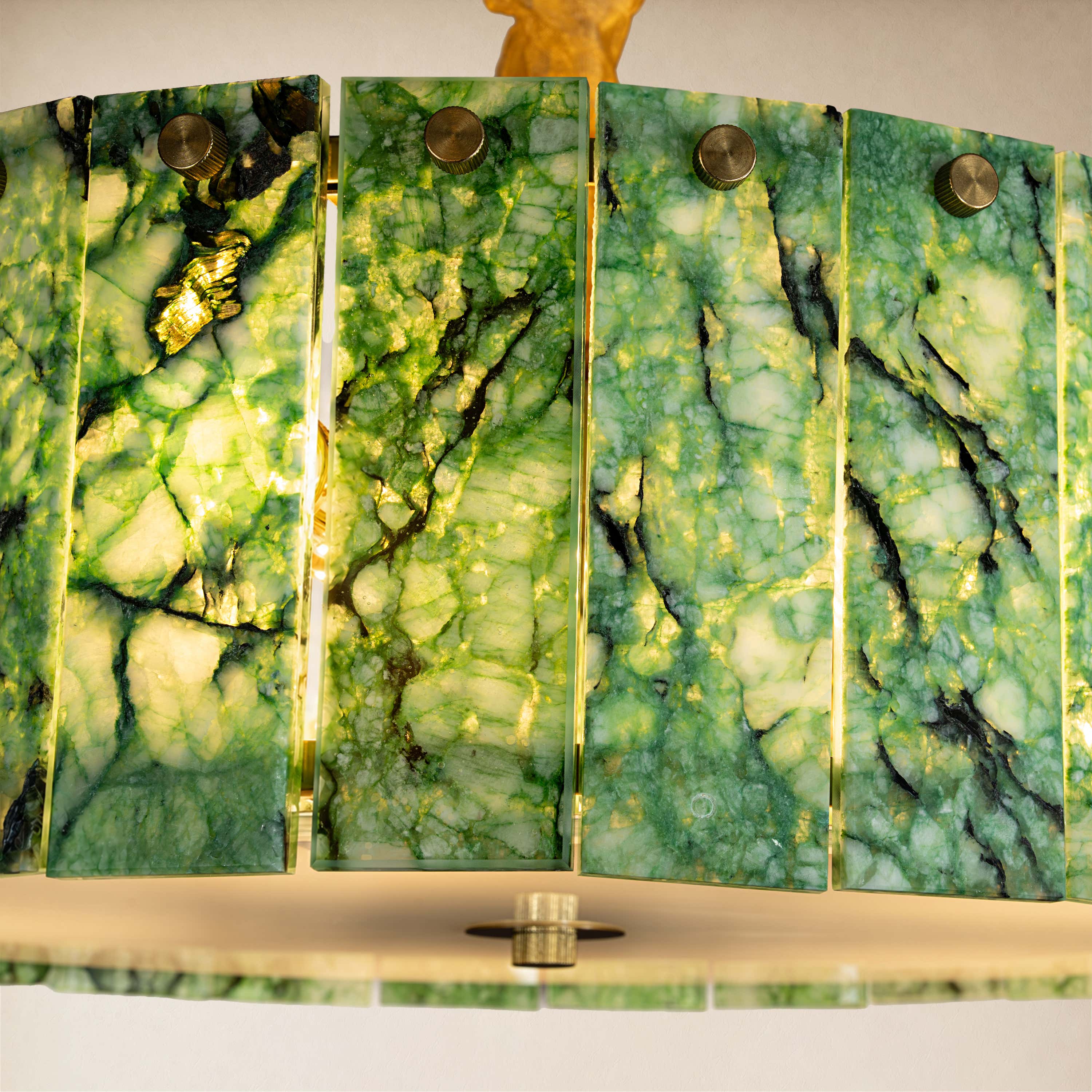 Pietra Green Marble Drum Chandelier 15.7"D