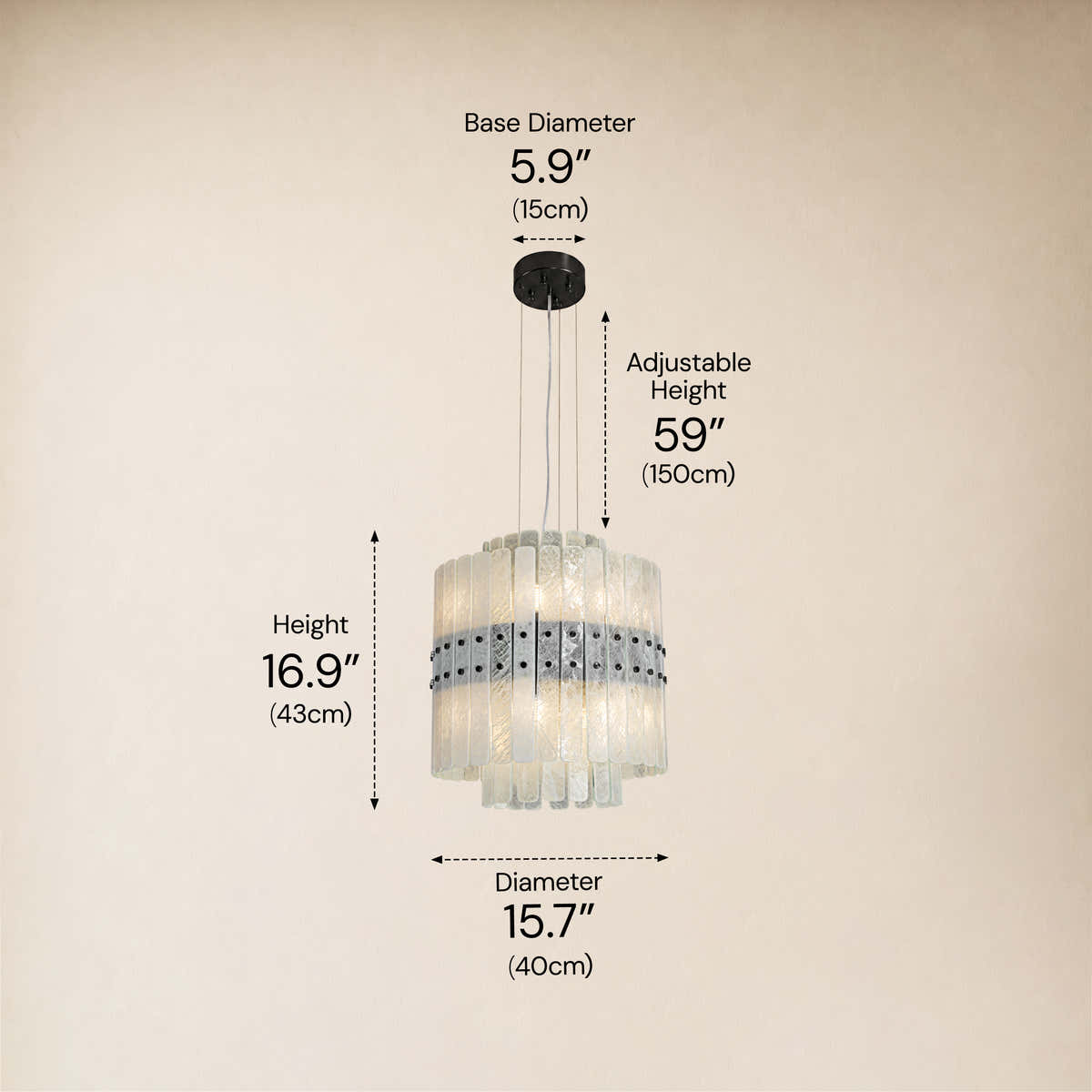 Pietra Arctic White Marble Tiered Chandelier 15.7"D dimensions 1