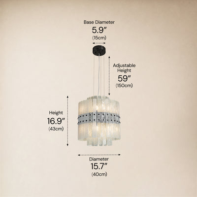 Pietra Arctic White Marble Tiered Chandelier 15.7"D