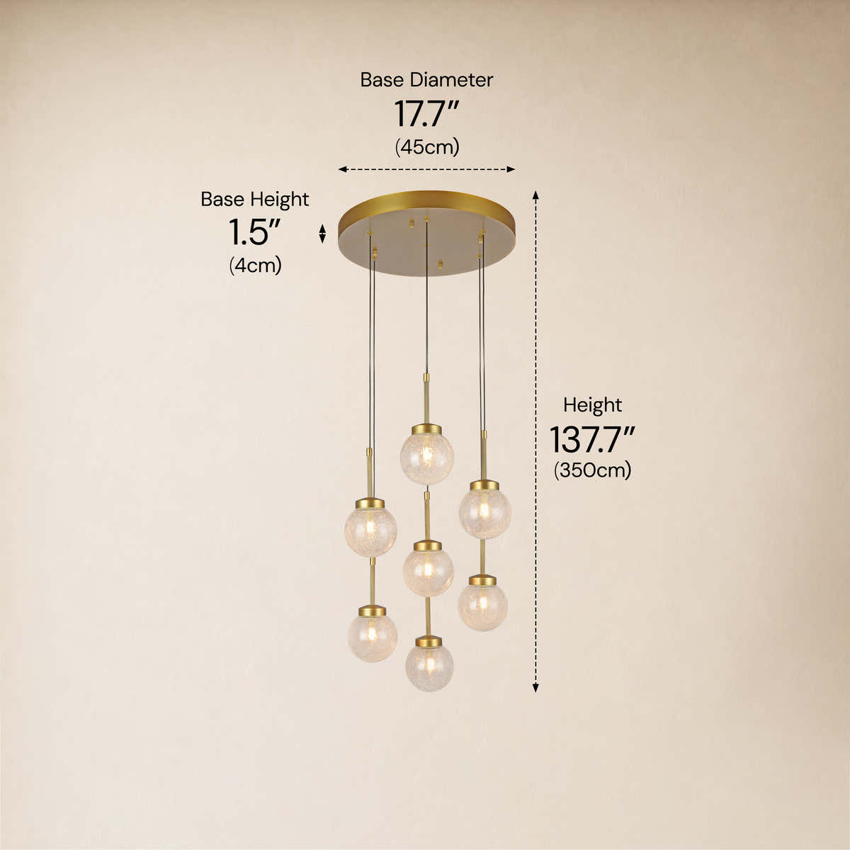 Liorenne Bubble Glass Globe Cluster Chandelier 18"D #Finish_Gold,Size_18" dimensions 1