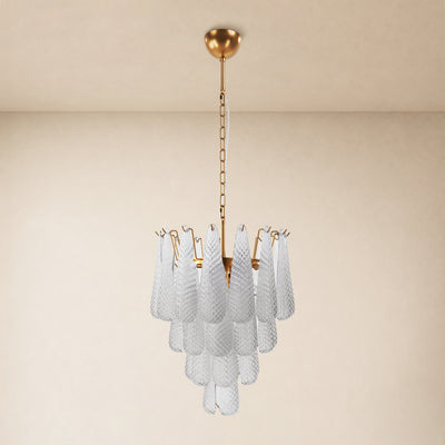 Veloria Textured Glass Tiered Round Chandelier 18"D