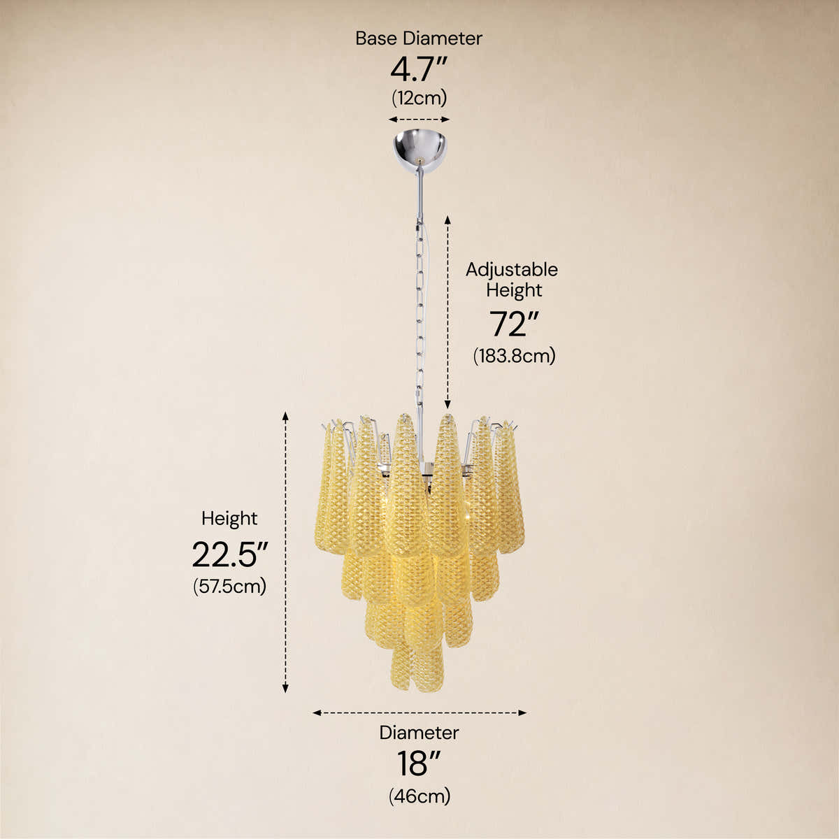 size-image #Finish_Silver,Glass_Yellow,Size_18" dimensions 6