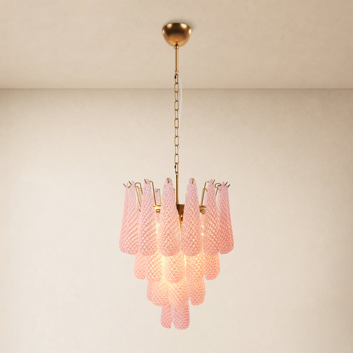 Veloria Textured Glass Tiered Round Chandelier 18"D