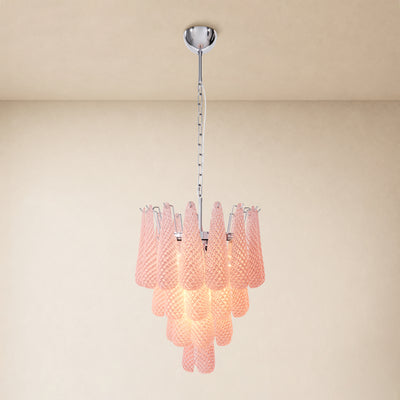Veloria Textured Glass Tiered Round Chandelier 18"D
