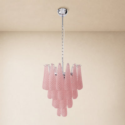 Veloria Textured Glass Tiered Round Chandelier 18"D