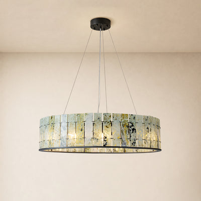 Pietra Emerald Green Marble Drum Chandelier 23.6" 31.4"D