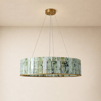 Pietra Emerald Green Marble Drum Chandelier 23.6" 31.4"D
