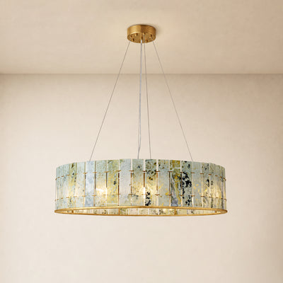 Pietra Emerald Green Marble Drum Chandelier 23.6" 31.4"D