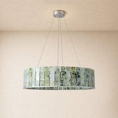 Pietra Emerald Green Marble Drum Chandelier 23.6" 31.4"D