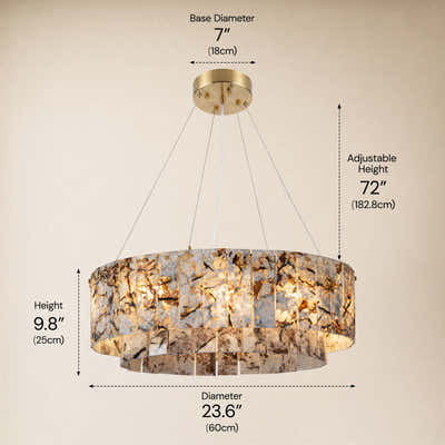 Pietra Quartzite Drum Chandelier 23.6"D