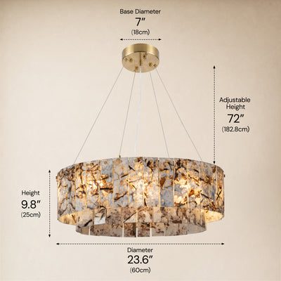 Pietra Snowland Marble Drum Chandelier 23.6"D