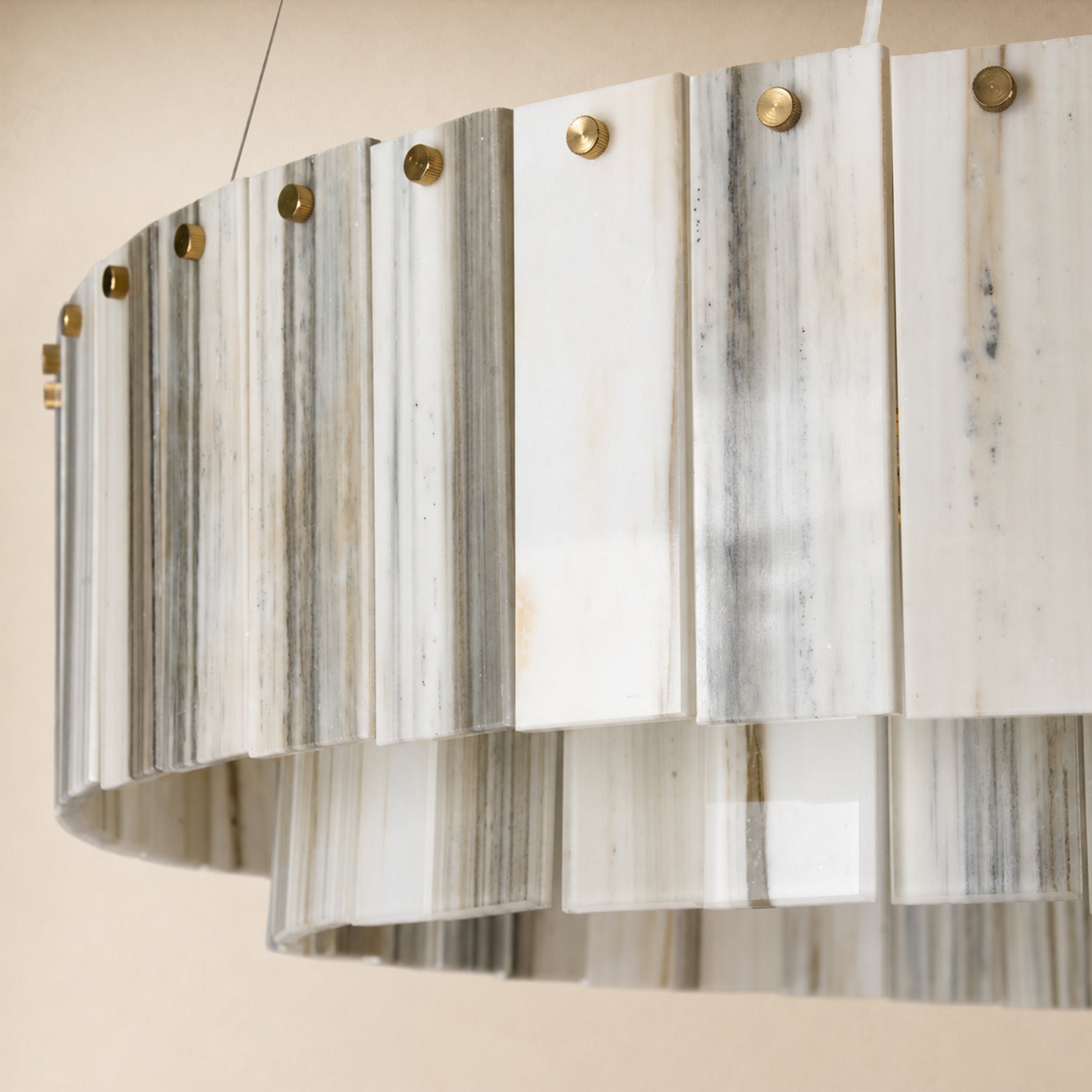 Pietra Striped Marble Round Drum Chandelier 23.6"D