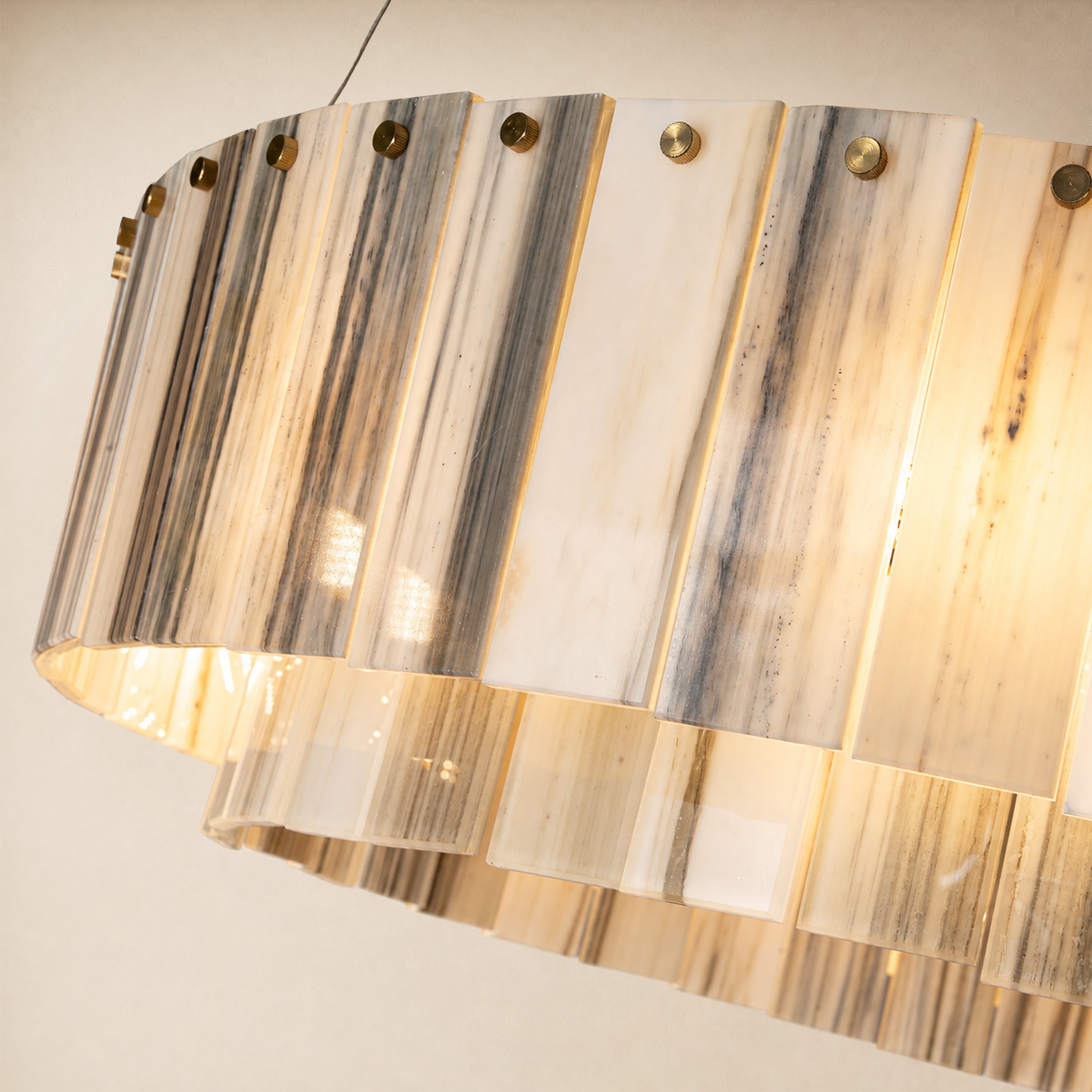 Pietra Striped Marble Round Drum Chandelier 23.6"D