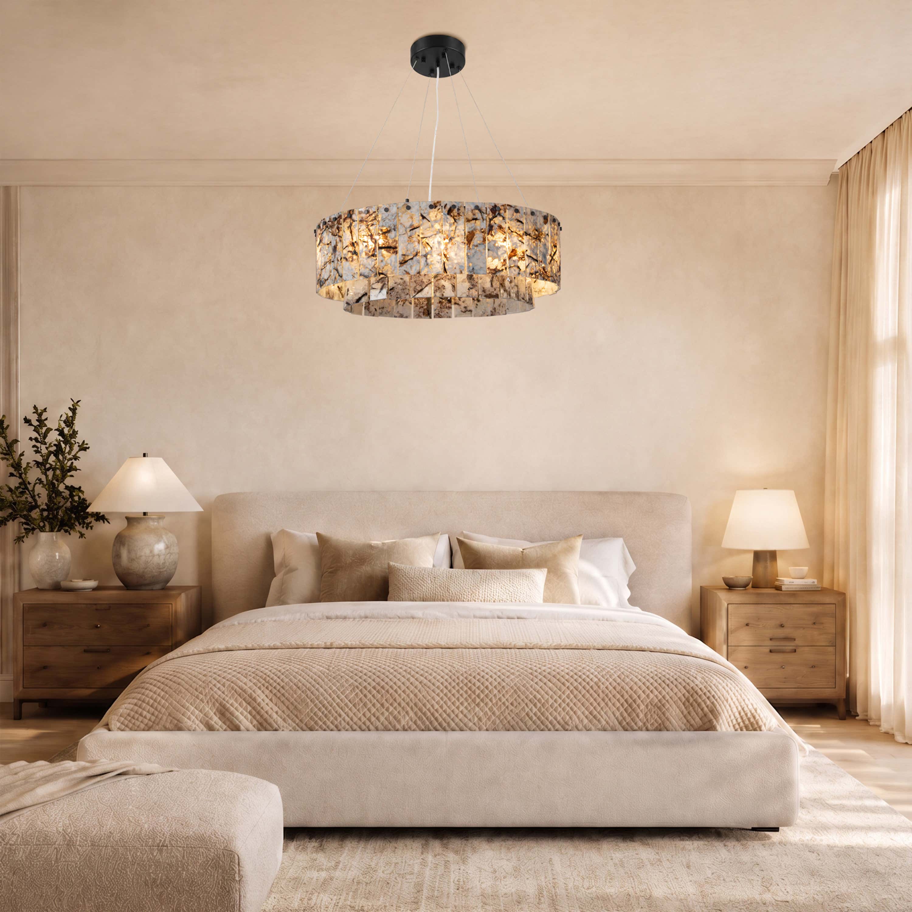 Pietra Quartzite Drum Chandelier 23.6"D