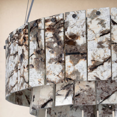 Pietra Snowland Marble Drum Chandelier 23.6"D