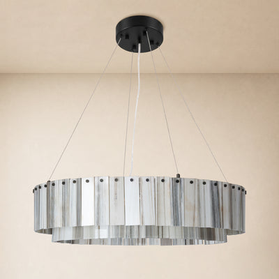 Pietra Striped Marble Round Drum Chandelier 23.6"D