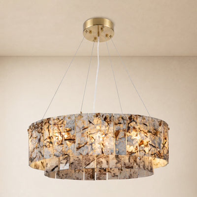 Pietra Snowland Marble Drum Chandelier 23.6"D