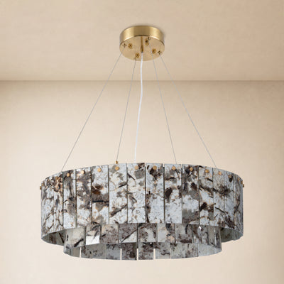 Pietra Snowland Marble Drum Chandelier 23.6"D