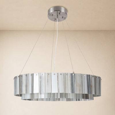 Pietra Striped Marble Round Drum Chandelier 23.6"D