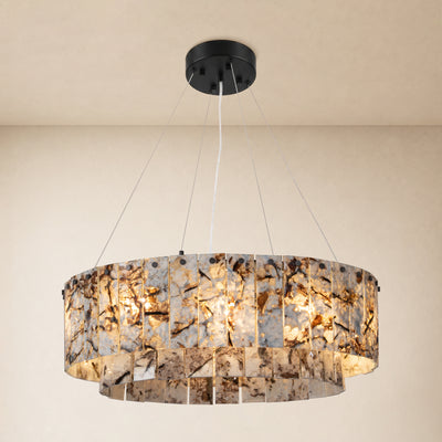 Pietra Snowland Marble Drum Chandelier 23.6"D