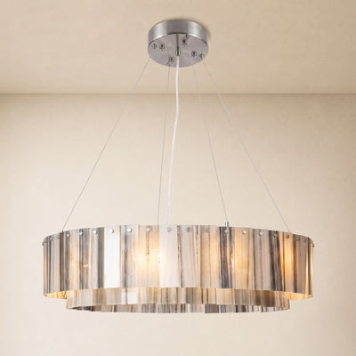 Pietra Striped Marble Round Drum Chandelier 23.6"D