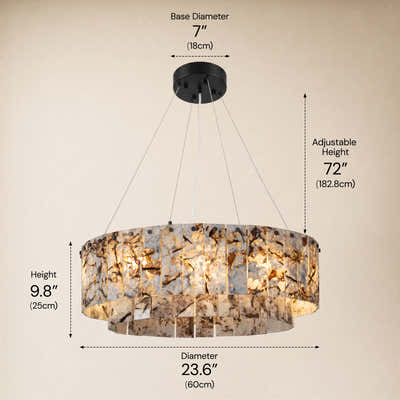 Pietra Quartzite Drum Chandelier 23.6"D