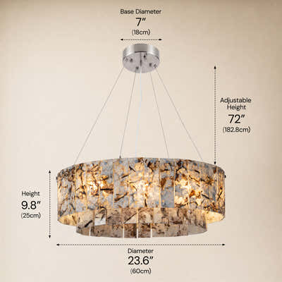 Pietra Quartzite Drum Chandelier 23.6"D