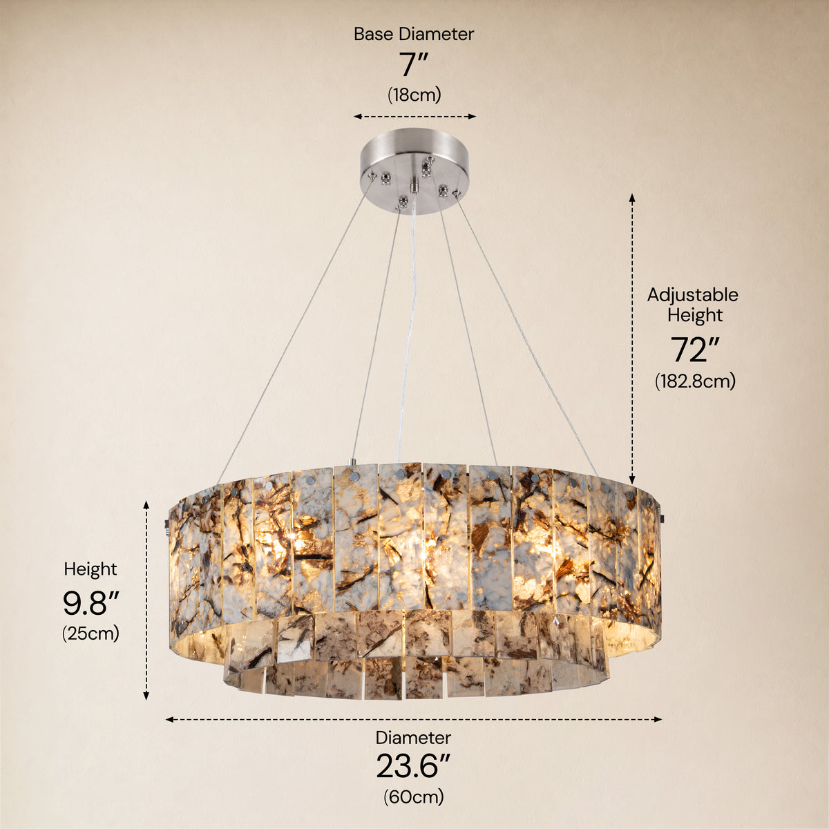 Pietra Snowland Marble Drum Chandelier 23.6"D