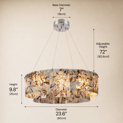 Pietra Snowland Marble Drum Chandelier 23.6"D