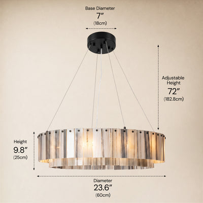 Pietra Striped Marble Round Drum Chandelier 23.6"D