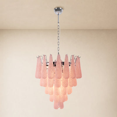 Veloria Textured Glass Tiered Round Chandelier 24"D