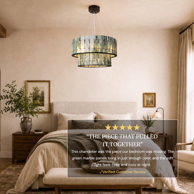 Pietra Victoria Green Marble Two-Tier Round Chandelier 25.5"D