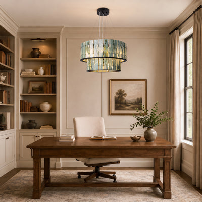 Pietra Victoria Green Marble Two-Tier Round Chandelier 25.5"D