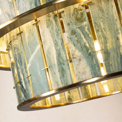 Pietra Victoria Green Marble Two-Tier Round Chandelier 25.5"D