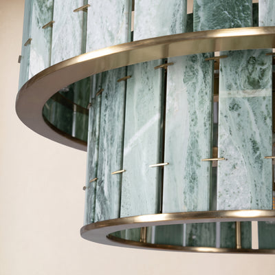 Pietra Victoria Green Marble Two-Tier Round Chandelier 25.5"D