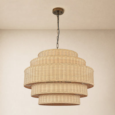 Cavana Rattan Tiered Round Chandelier 27.9"W 