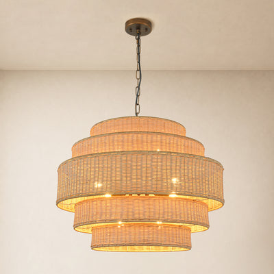 Cavana Rattan Tiered Round Chandelier 27.9"W 