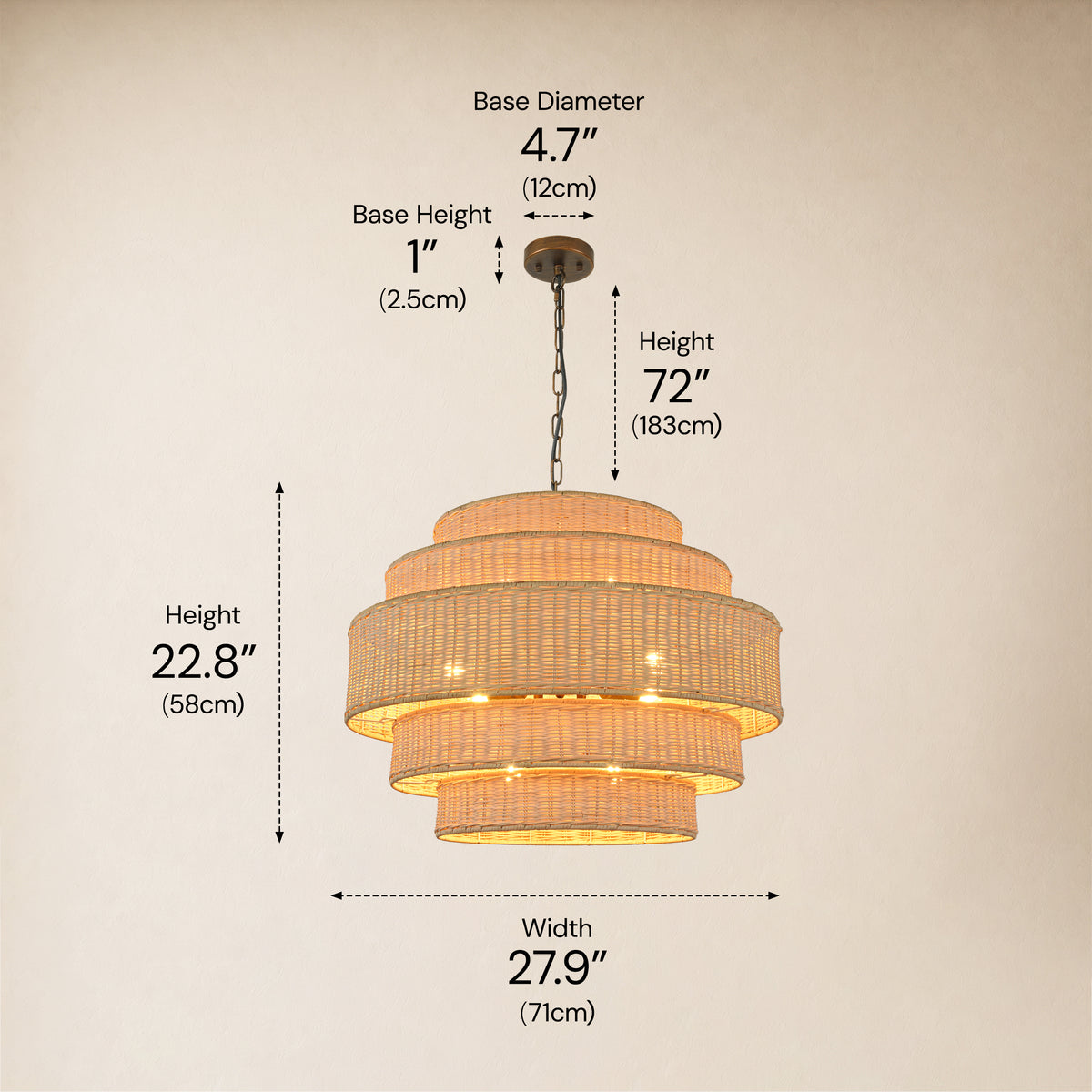 Cavana Rattan Tiered Round Chandelier 27.9"W 