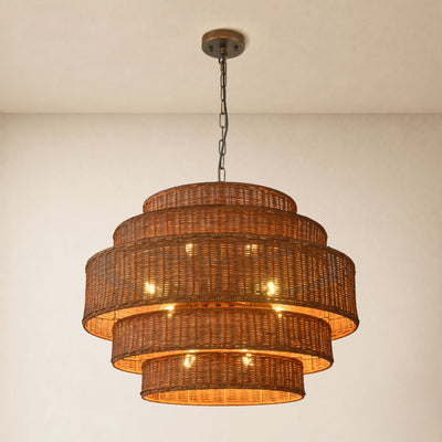 Cavana Rattan Tiered Round Chandelier 27.9"W 