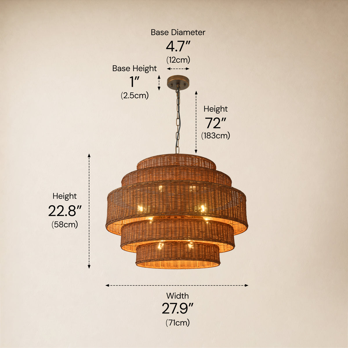Cavana Rattan Tiered Round Chandelier 27.9"W 
