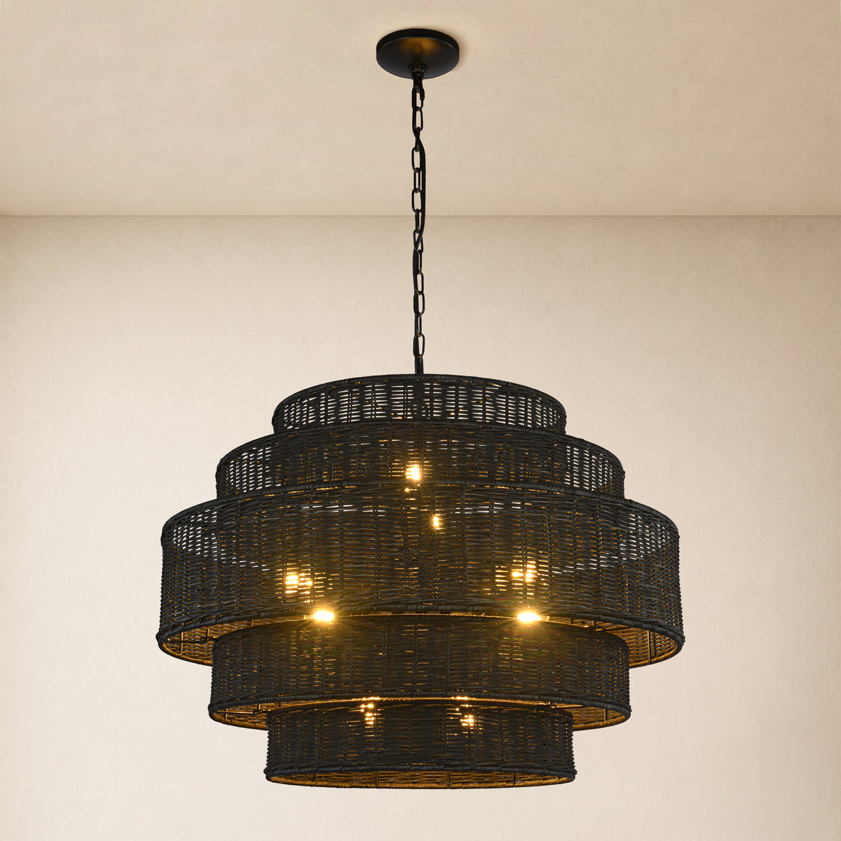 Cavana Rattan Tiered Round Chandelier 27.9"W 