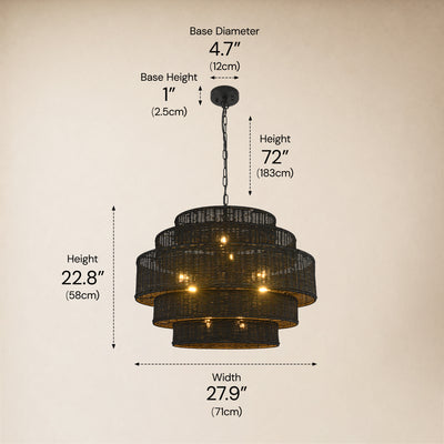 Cavana Rattan Tiered Round Chandelier 27.9"W 