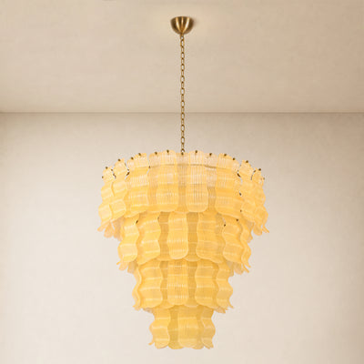 Solenne Rippled Glass Round Chandelier 29.5"D