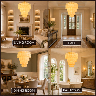 Solenne Rippled Glass Round Chandelier 29.5"D