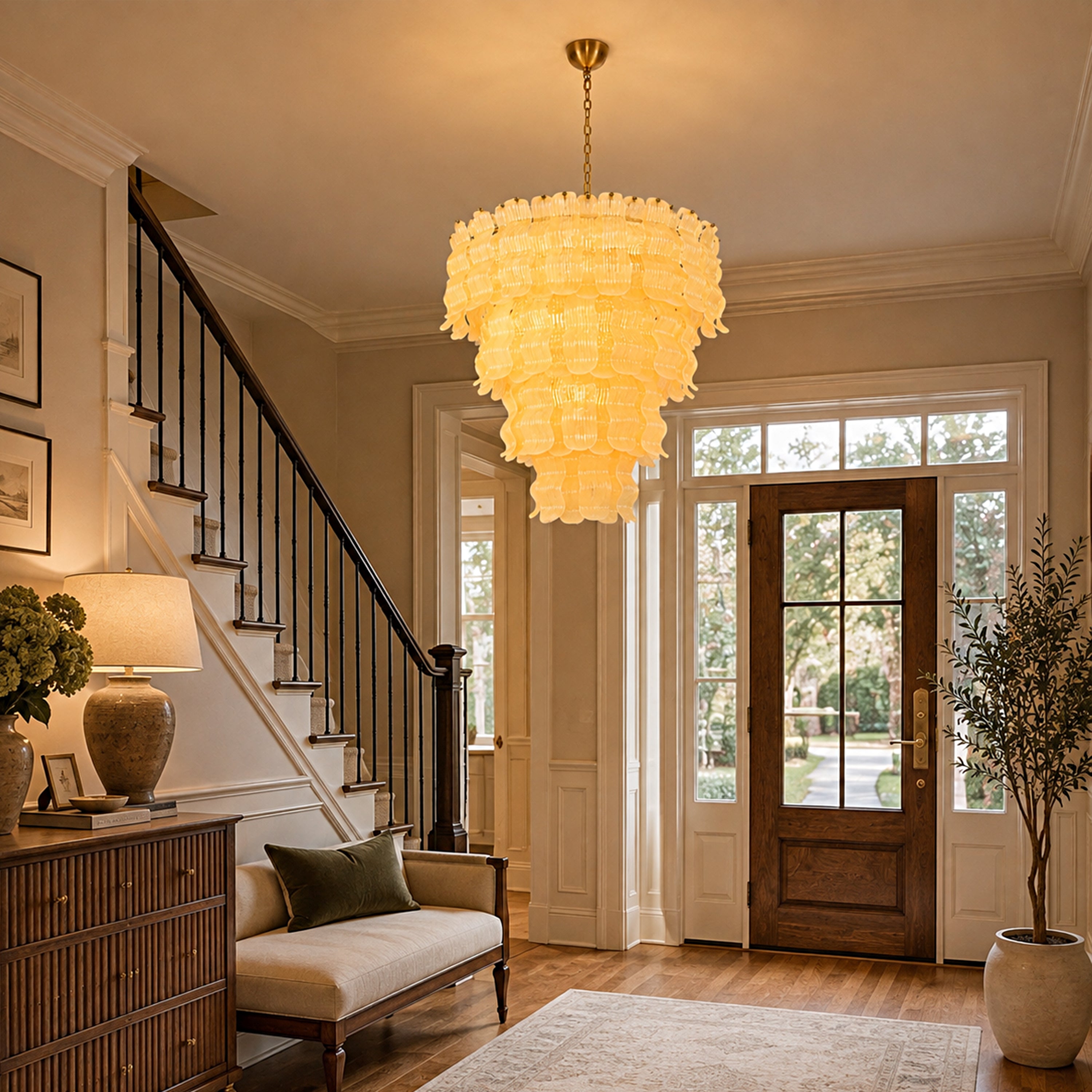 Solenne Rippled Glass Round Chandelier 29.5"D