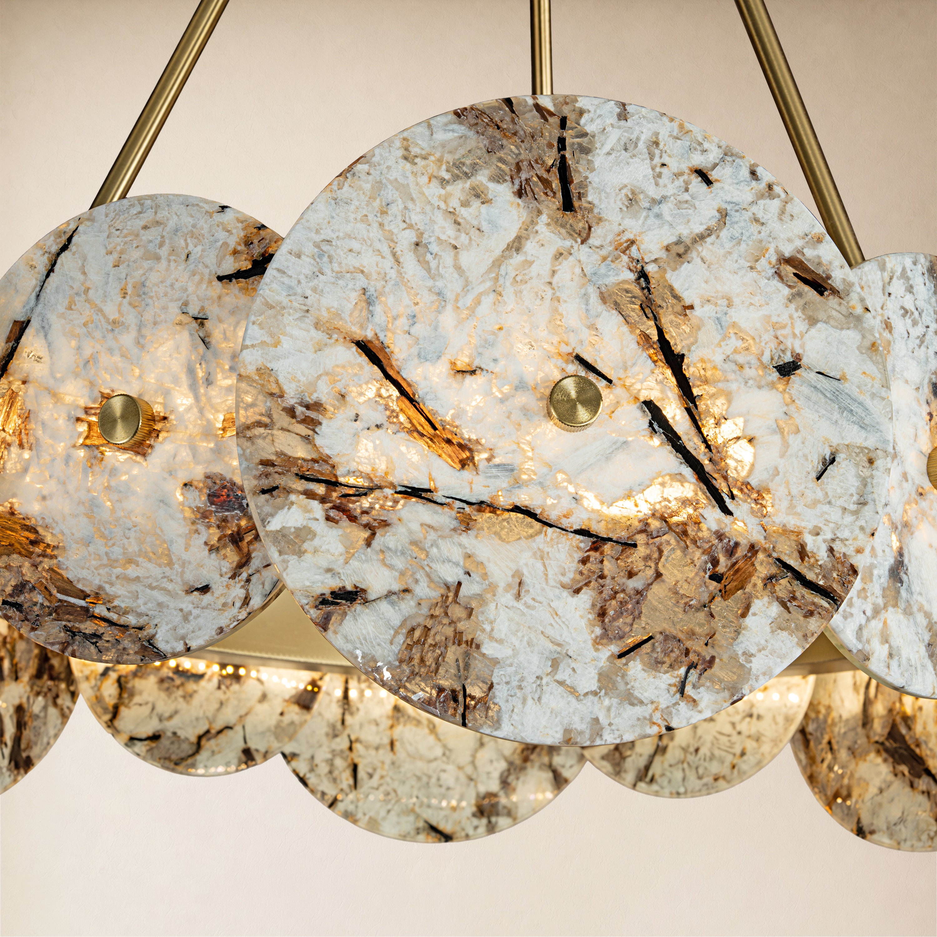 Pietra Snowflake Marble Round Disc Chandelier 31.4"D