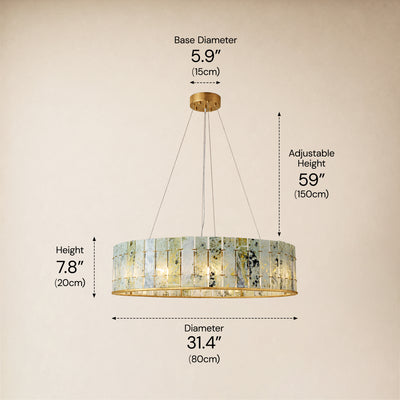 Pietra Emerald Green Marble Drum Chandelier 23.6" 31.4"D