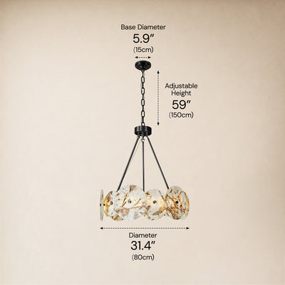 Pietra Snowflake Marble Round Disc Chandelier 31.4"D