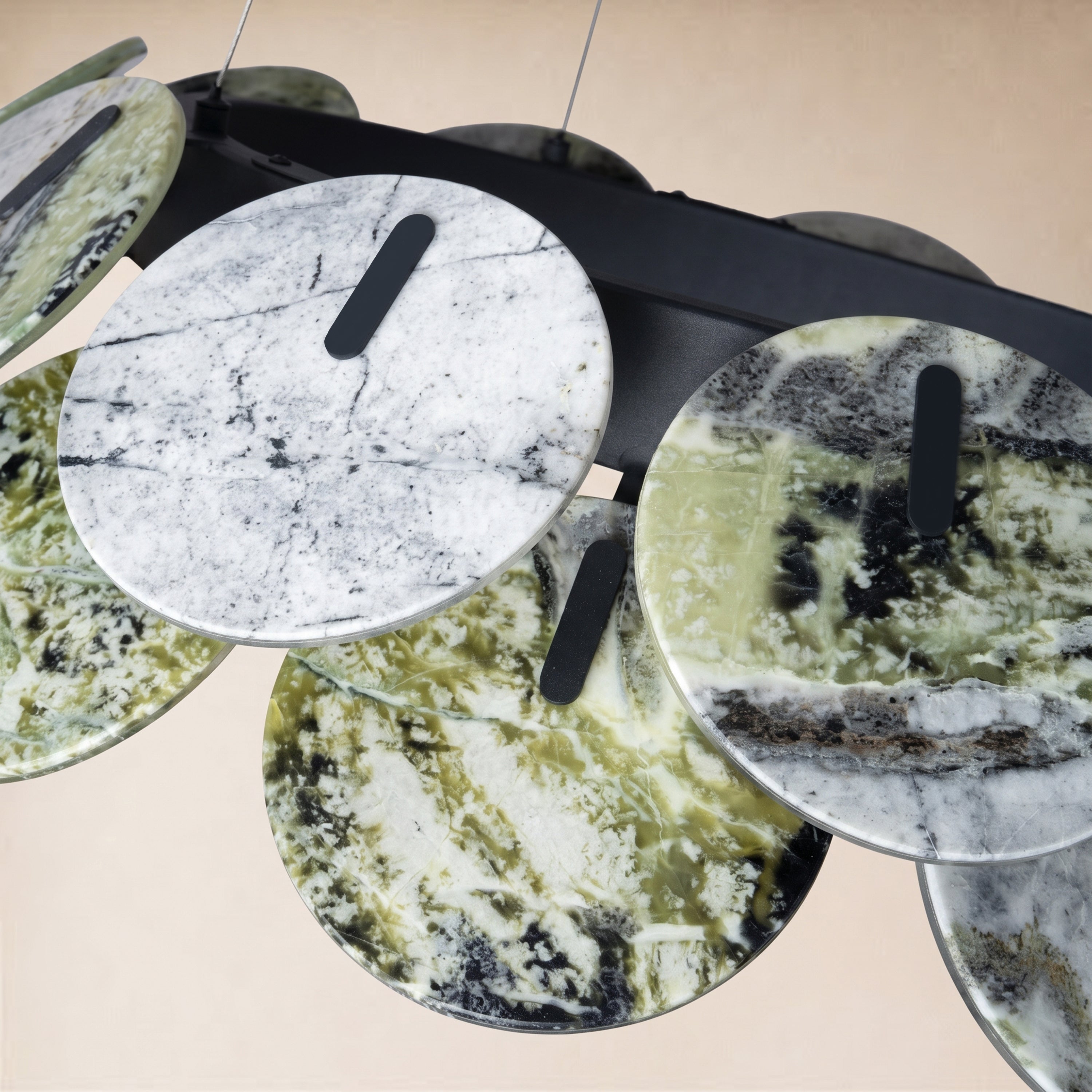 Pietra Green Marble Disc Chandelier 31.4"D